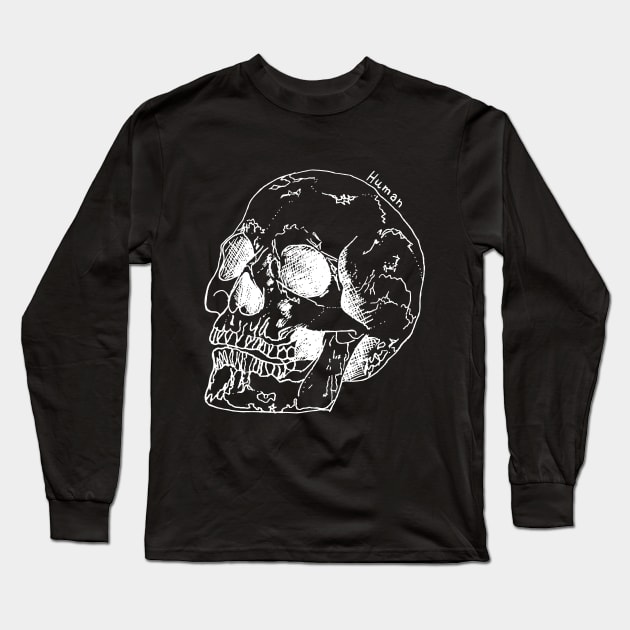 Human Skull Long Sleeve T-Shirt by Geektopia